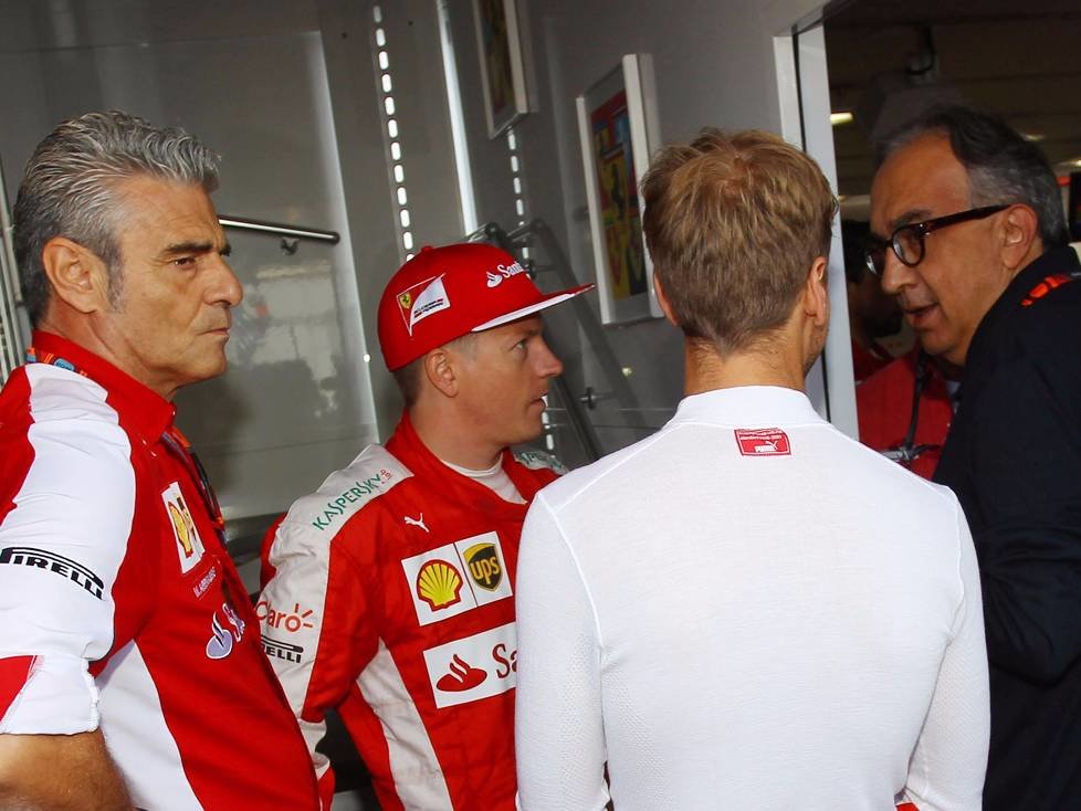 Maurizio Arrivabene, Sebastian Vettel, Kimi Räikkönen