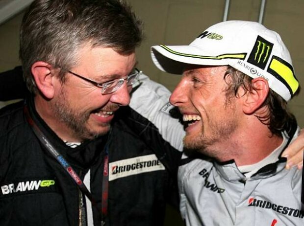 Titel-Bild zur News: Ross Brawn (Teamchef), Jenson Button