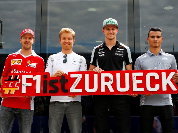 Titel-Bild zur News: Sebastian Vettel Nico Rosberg Nico Hülkenberg Pascal Wehrlein #F1istZURUECK
