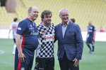 Fürst Albert, Fernando Alonso (McLaren) und Claudio Ranieri (Trainer von Leicester City)