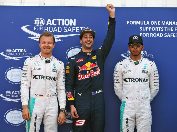 Titel-Bild zur News: Nico Rosberg, Daniel Ricciardo, Lewis Hamilton