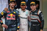 Daniel Ricciardo (Red Bull), Lewis Hamilton (Mercedes) und Sergio Perez (Force India) 