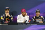 Daniel Ricciardo (Red Bull), Lewis Hamilton (Mercedes) und Sergio Perez (Force India) 