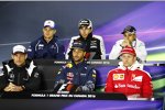 Marcus Ericsson (Sauber), Sergio Perez (Force India), Felipe Massa (Williams), Jenson Button (McLaren), Daniel Ricciardo (Red Bull) und Kimi Räikkönen (Ferrari) 