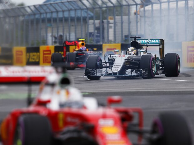 Titel-Bild zur News: Sebastian Vettel, Lewis Hamilton, Max Verstappen