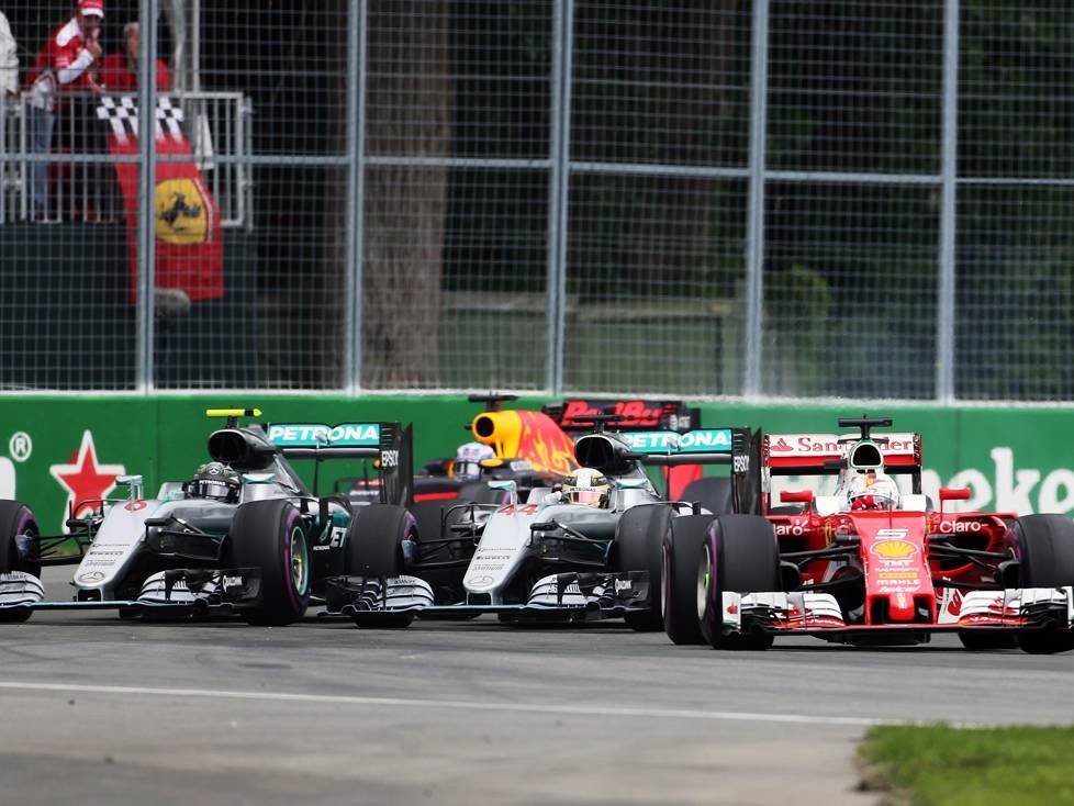 Sebastian Vettel, Lewis Hamilton, Nico Rosberg