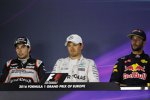 Sergio Perez (Force India), Nico Rosberg (Mercedes) und Daniel Ricciardo (Red Bull) 