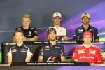 Daniil Kwjat (Toro Rosso), Daniel Ricciardo (Red Bull), Kimi Räikkönen (Ferrari), Kevin Magnussen (Renault), Esteban Gutierrez (Haas) und Felipe Nasr (Sauber) 