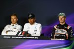 Nico Rosberg (Mercedes), Lewis Hamilton (Mercedes) und Nico Hülkenberg (Force India) 