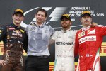 Lewis Hamilton (Mercedes), Max Verstappen (Red Bull) und Kimi Räikkönen (Ferrari) 