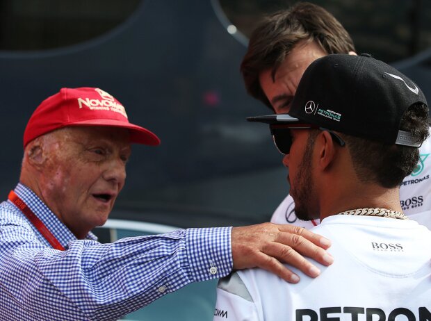 Titel-Bild zur News: Niki Lauda, Toto Wolff, Lewis Hamilton