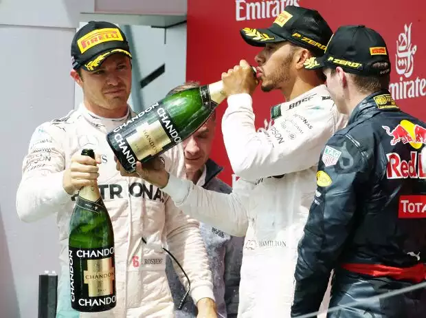 Titel-Bild zur News: Nico Rosberg, Lewis Hamilton, Max Verstappen