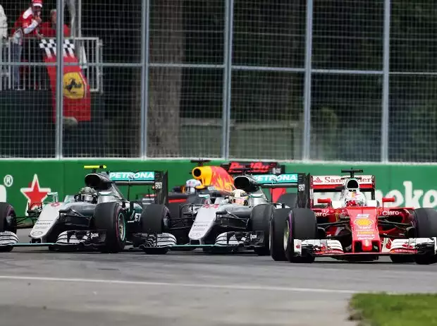 Titel-Bild zur News: Sebastian Vettel, Lewis Hamilton, Nico Rosberg