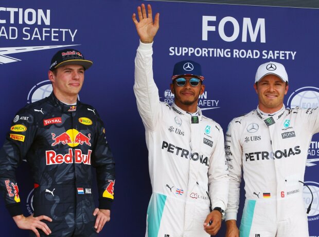 Titel-Bild zur News: Max Verstappen, Lewis Hamilton, Nico Rosberg