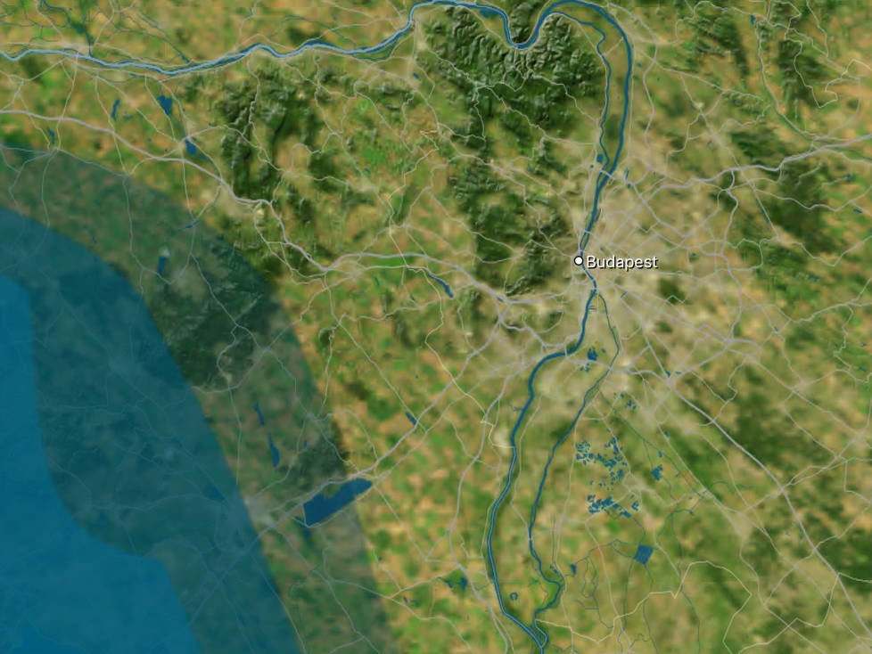 Regen-Satellitenprognose für Budapest