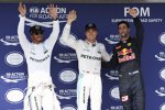 Nico Rosberg (Mercedes), Lewis Hamilton (Mercedes) und Daniel Ricciardo (Red Bull) 