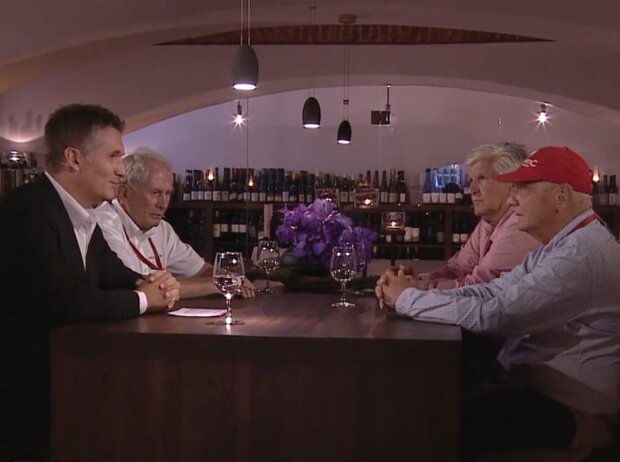 Titel-Bild zur News: Andreas Gröbl, Helmut Marko, Roger Benoit und Niki Lauda bei ServusTV