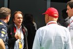 Christian Horner, Emerson Fittipaldi, Niki Lauda und Toto Wolff 