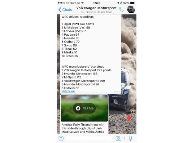 Volkswagen WhatsApp-Service, Screenshot 