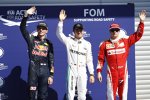 Nico Rosberg (Mercedes), Kimi Räikkönen (Ferrari) und Max Verstappen (Red Bull) 