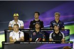 Felipe Nasr (Sauber), Jolyon Palmer (Renault), Marcus Ericsson (Sauber), Valtteri Bottas (Williams), Daniel Ricciardo (Red Bull) und Sergio Perez (Force India) 