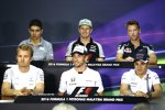 Nico Rosberg (Mercedes), Jenson Button (McLaren), Felipe Massa (Williams), Esteban Ocon (Manor), Nico Hülkenberg (Force India) und Daniil Kwjat (Toro Rosso) 