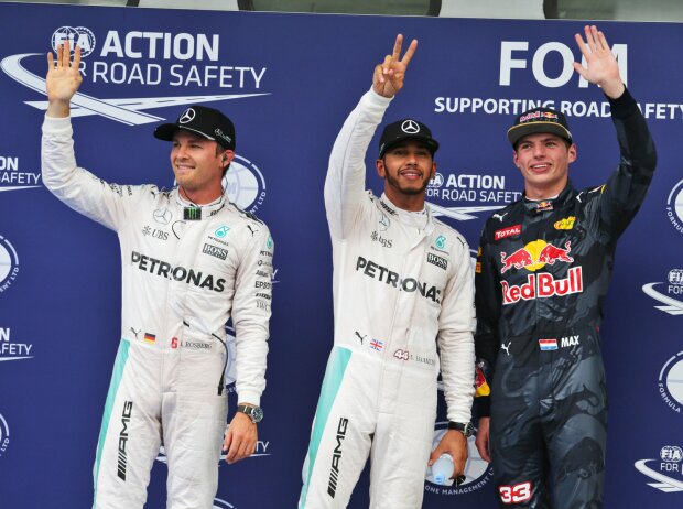 Titel-Bild zur News: Nico Rosberg, Lewis Hamilton, Max Verstappen