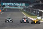 Nico Rosberg (Mercedes), Pascal Wehrlein (Manor) und Jolyon Palmer (Renault) 