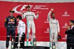 Max Verstappen (Red Bull), Nico Rosberg (Mercedes) und Lewis Hamilton (Mercedes) 