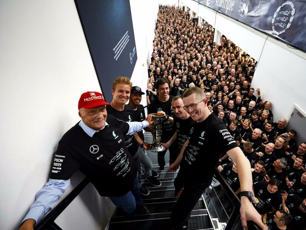 Toto Wolff, Lewis Hamilton, Nico Rosberg, Niki Lauda