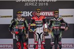 Tom Sykes, Chaz Davies und Jonathan Rea 