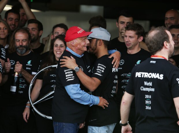 Titel-Bild zur News: Lewis Hamilton, Niki Lauda, Toto Wolff