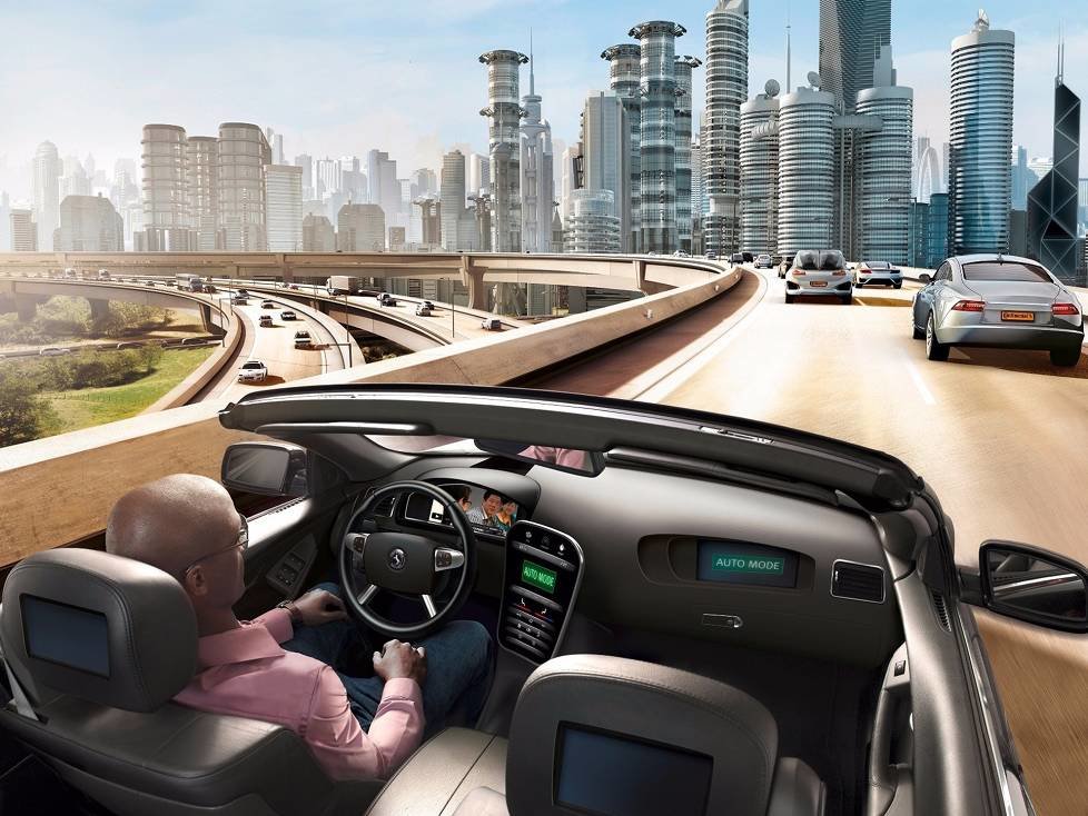 Illustration von Continental zum Autonomen Auto: Hände weg vom Lenkrad! Aber erst, wenn das Gesetz es erlaubt.
