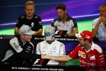 Nico Hülkenberg (Force India), Lewis Hamilton (Mercedes) und Sebastian Vettel (Ferrari) 