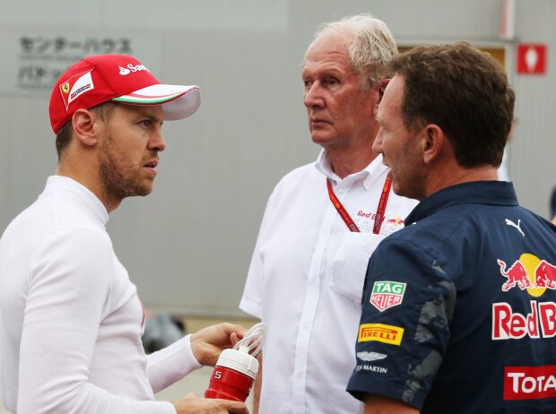 Titel-Bild zur News: Sebastian Vettel, Helmut Marko, Christian Horner