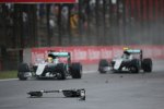 Lewis Hamilton (Mercedes), Nico Rosberg (Mercedes) und Marcus Ericsson (Sauber) 