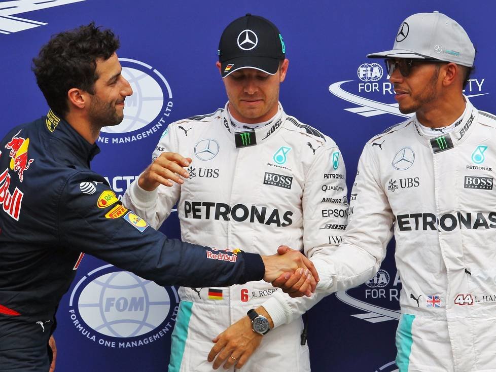 Daniel Ricciardo, Nico Rosberg, Lewis Hamilton