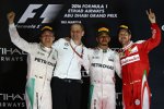 Lewis Hamilton (Mercedes), Nico Rosberg (Mercedes) und Sebastian Vettel (Ferrari) 