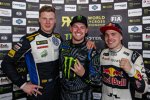 Johan Kristoffersson (Volkswagen Schweden) , Andreas Bakkerud (Hooingan) und  Toomas Heikkinen (EKS RX) 