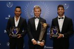 Lewis Hamilton, Nico Rosberg und Daniel Ricciardo 