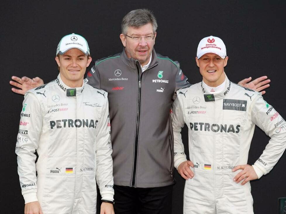 Nico Rosberg, Ross Brawn, Michael Schumacher