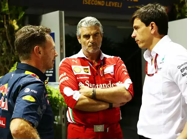 Titel-Bild zur News: Christian Horner, Maurizio Arrivabene, Toto Wolff