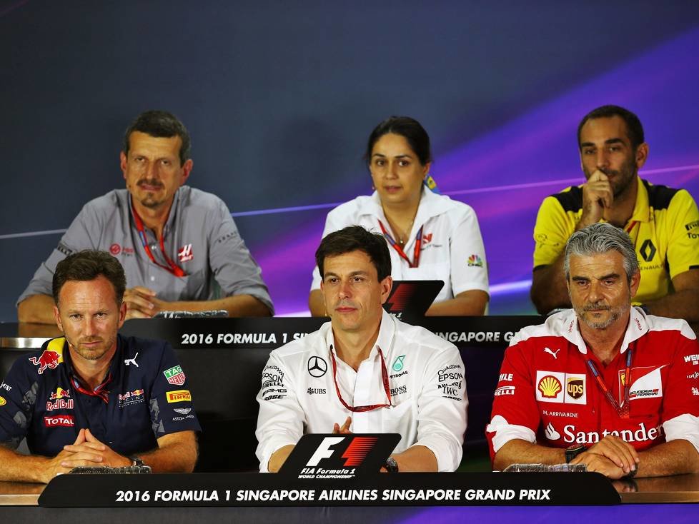 Monisha Kaltenborn, Cyril Abiteboul, Christian Horner, Toto Wolff, Maurizio Arrivabene