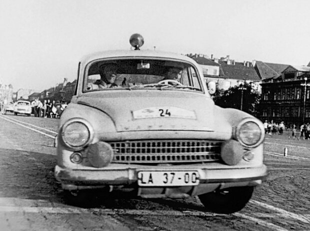 Kurt Otto und Copilot Hermann Hanf bei der III. Internationalen Automobil-Rallye 1962