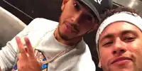 Bild zum Inhalt: Lewis Hamilton feiert historischen Barcelona-Sieg mit Neymar