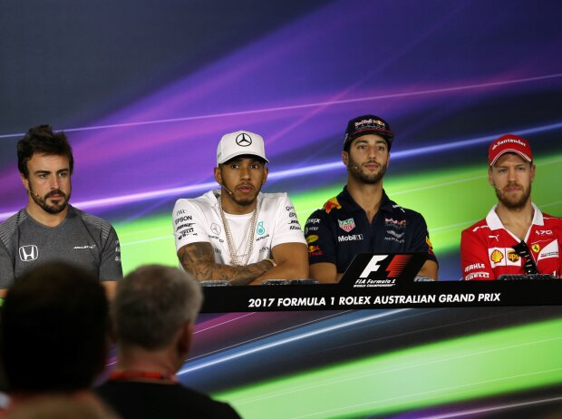 Titel-Bild zur News: Lewis Hamilton, Daniel Ricciardo, Sebastian Vettel, Fernando Alonso