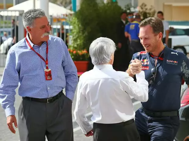 Chase Carey, Bernie Ecclestone, Christian Horner Titel-Bild zur News: Chase Carey, Bernie Ecclestone, Christian Horner