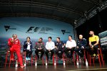 Maurizio Arrivabene, Monisha Kaltenborn, Toto Wolff, Christian Horner, Eric Boullier, Franz Tost und Cyril Abiteboul 