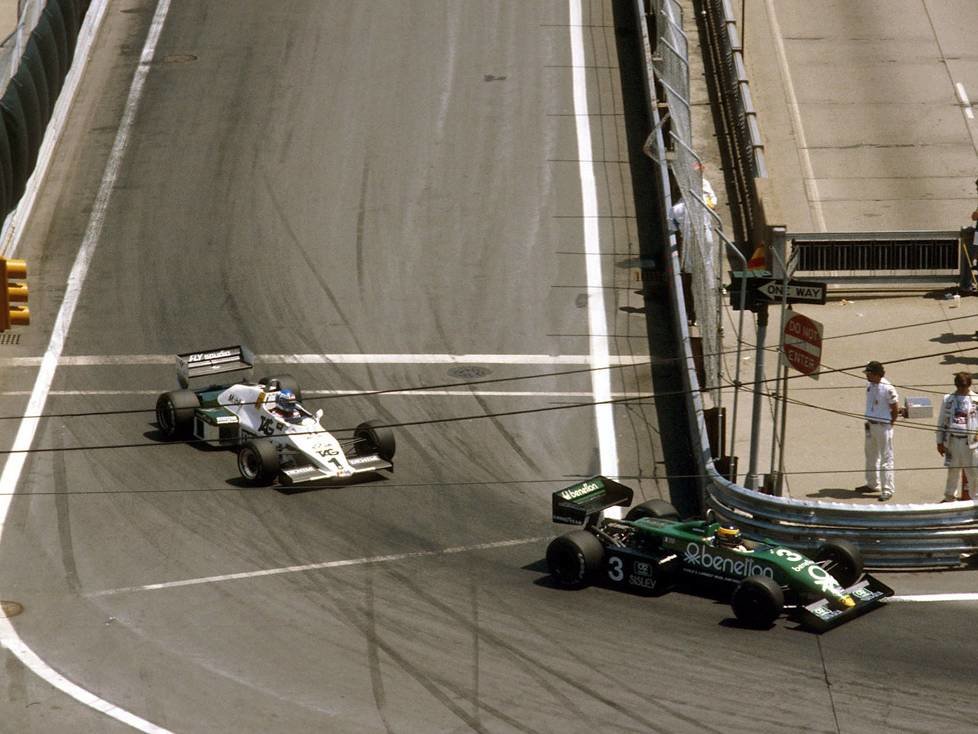 1983, US-Grand Prix in Detroit: Michele Alboreto im Tyrell-Ford 011 führt vor Keke Rosberg im Williams-Ford FW08C
