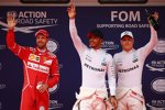 Lewis Hamilton (Mercedes), Sebastian Vettel (Ferrari) und Valtteri Bottas (Mercedes) 